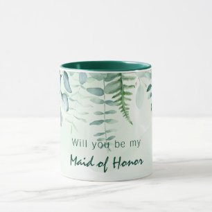 Maid of honour bridesmaid eucalyptus greenery mug
