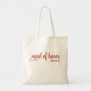 Maid of Honour Calligraphy Red Bach  Tote Bag