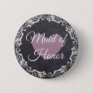 Maid of Honour Chalkboard Style Bachelorette Party 6 Cm Round Badge