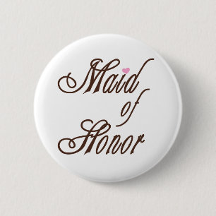 Maid of Honour Classy Browns 6 Cm Round Badge