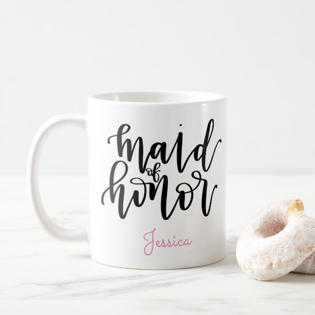 Maid of Honour Coffee Mug - Personalise Name (With Donut)