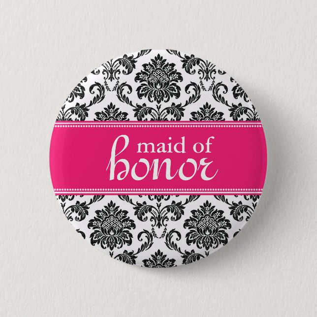 Maid of Honour Damask Button (Front)
