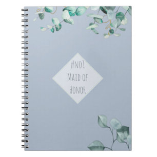 Maid of Honour Dusty Blue Eucalyptus Personalised Notebook