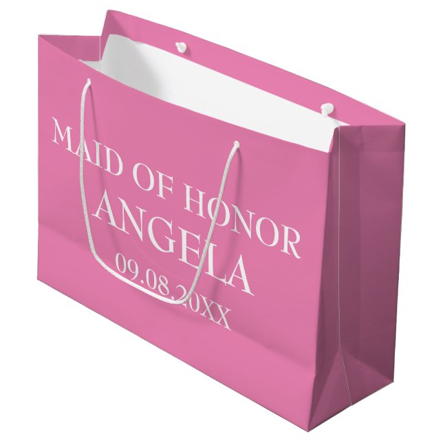 Maid of Honour Elegant Custom Name Gifts Wedding Large Gift Bag (Front Angled)