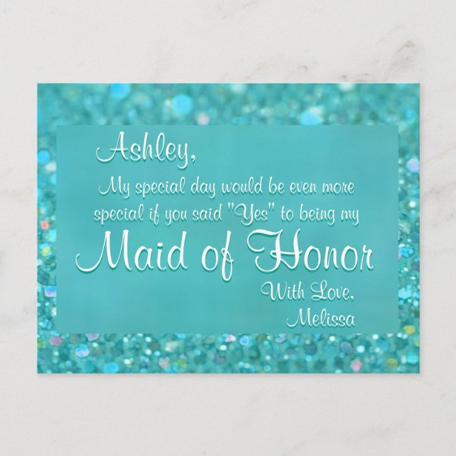 Maid of Honour - Emerald Green Invitation Postcard (Front)