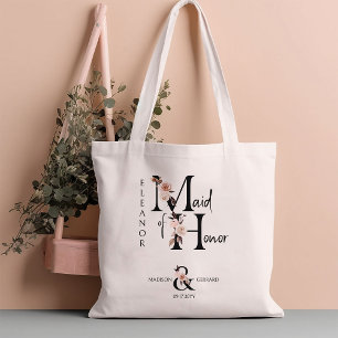 Maid of Honour Flower Letter Boho Floral Wedding Tote Bag