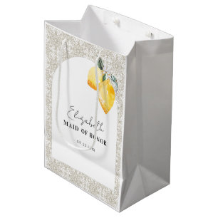 Maid of Honour Gift Bag with Watercolor Lemons Nam
