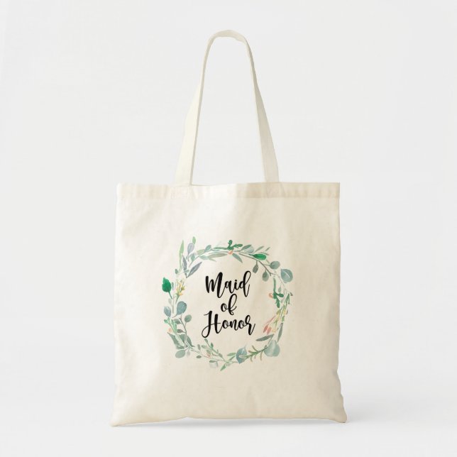 Maid Of Honour Gift Botanical Greenery Wedding Tot Tote Bag (Front)