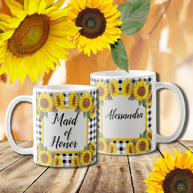 Maid of Honour Gift Personalised Sunflowers Mug (Creator Uploaded)