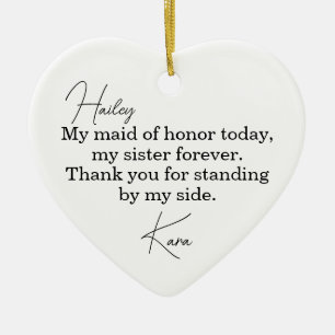 Maid of Honour Gift - Personalised Wedding Ornamen Ceramic Ornament