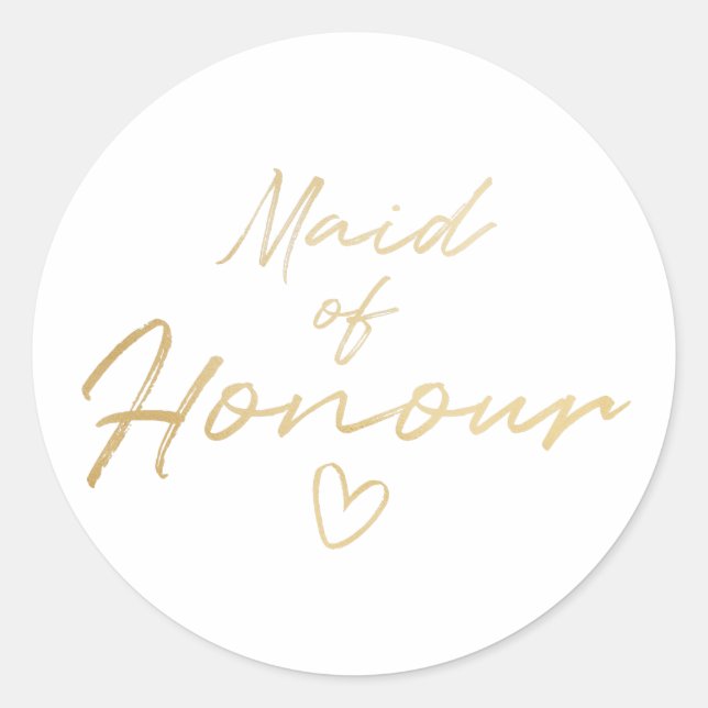 Maid of Honour - Gold faux foil sticker (Front)