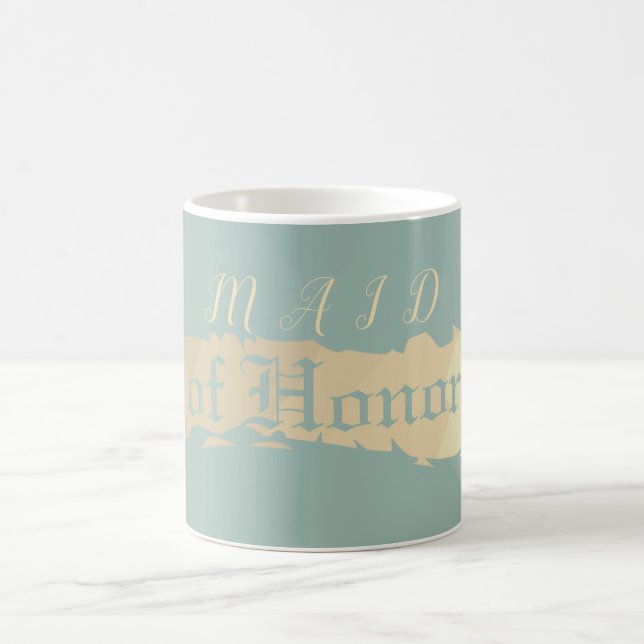 Maid of Honour Golden Blue Wedding Coffee Mug (Center)