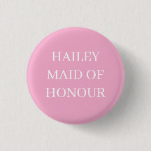 MAID OF HONOUR HONOR BADGE BUTTON PIN WEDDING 