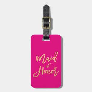 Maid of Honour Hot Pink and Gold Travel Luggage Tag