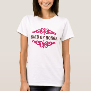 Maid of Honour (Hot Pink & Chocolate Brown) T-Shirt