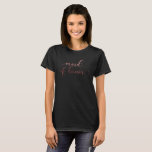 "Maid of Honour" in Faux Rose Gold Glitter, Script T-Shirt<br><div class="desc">In a gorgeous, elegant, modern script font, you see "maid of honour" printed across the breast and back of this t-shirt. Rendered in a faux rose gold glitter effect, this design is set up on black. But you can choose the background colour you prefer. There are others in the set,...</div>