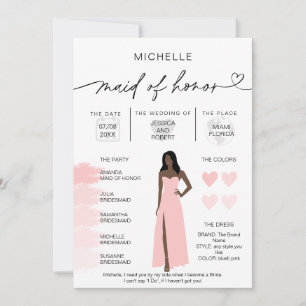 Maid of Honour Info Blush Pink Palette Infographic Invitation