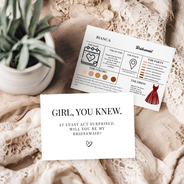  Maid of honour info card bridal proposal Card (Creator Uploaded)