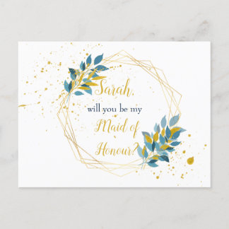 Maid of Honour invitation Postcard Bridal Party