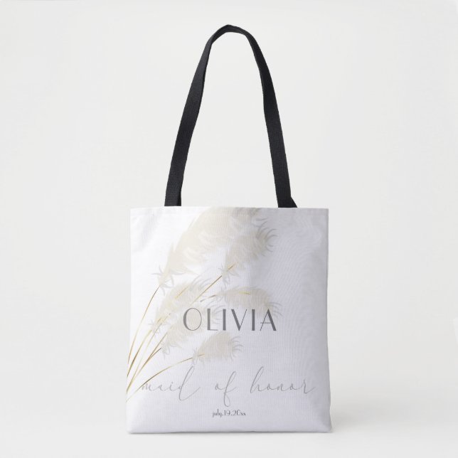 Maid of Honour Ivory Pampas Grass Tote Bag (Front)