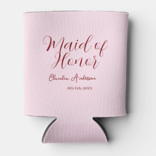 Maid of honour mauve name date pink pastel brides can cooler