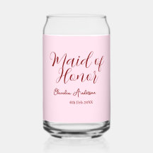 Maid of honour mauve name date pink pastel brides
