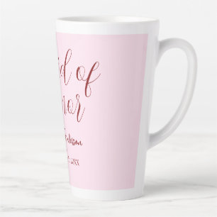 Maid of honour mauve name date pink pastel brides latte mug