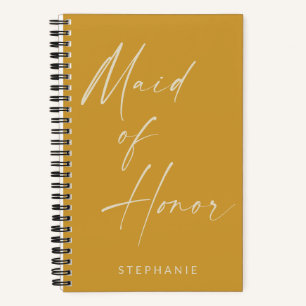 Maid of Honour Minimalist Yellow Personalised Notebook
