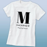 Maid of Honour Monogram Name T-Shirt<br><div class="desc">Modern typography minimalist monogram name design which can be changed to personalise. Perfect for thanking your Maid of Honour for all their help and support in making your wedding amazing.  Ideal for a Bridal Shower,  Bachelorette party or as a gift for your wedding party.</div>