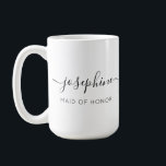 Maid of honour Name I can't say I do without You Coffee Mug<br><div class="desc">Delight your Maid of honour with the Maid of honour Name "I Can't Say I Do Without You" Coffee Mug, a perfect addition to your bridesmaid proposal package. This personalised mug showcases an elegant script font that beautifully displays your friend's name, accompanied by modern typography for the title "Maid of...</div>