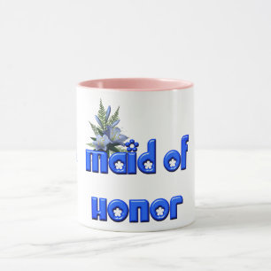 Maid Of Honour Personalised Wedding Blue  Mug