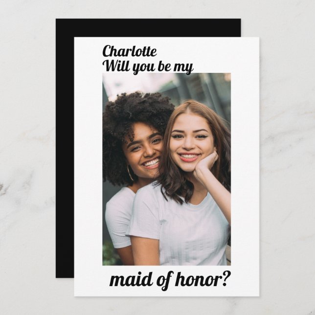 Maid of Honour Photo Wedding Personalised Invitation (Front/Back)