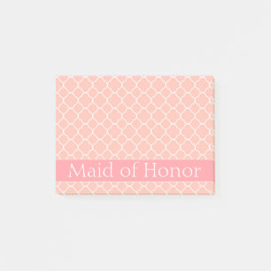 Maid of Honour Pink and White Post-it Notes