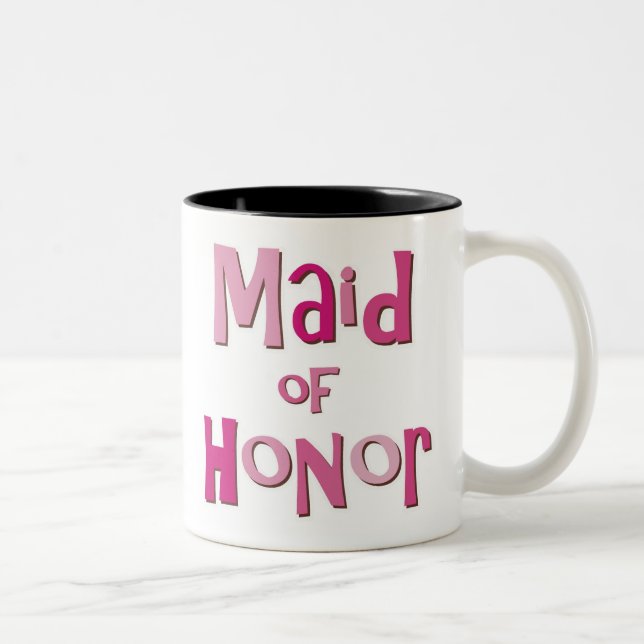 Maid of Honour Pink Brown Two-Tone Coffee Mug (Right)