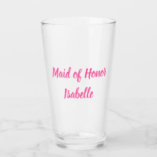 Maid of Honour pink Custom Name Gifts Wedding Glass