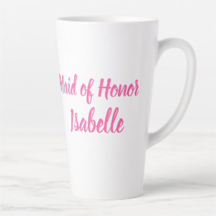 Maid of Honour pink Custom Name Gifts Wedding Latte Mug