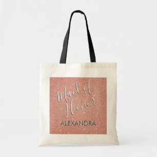 Maid of Honour Pink Glitter Bridal Shower Tote Bag