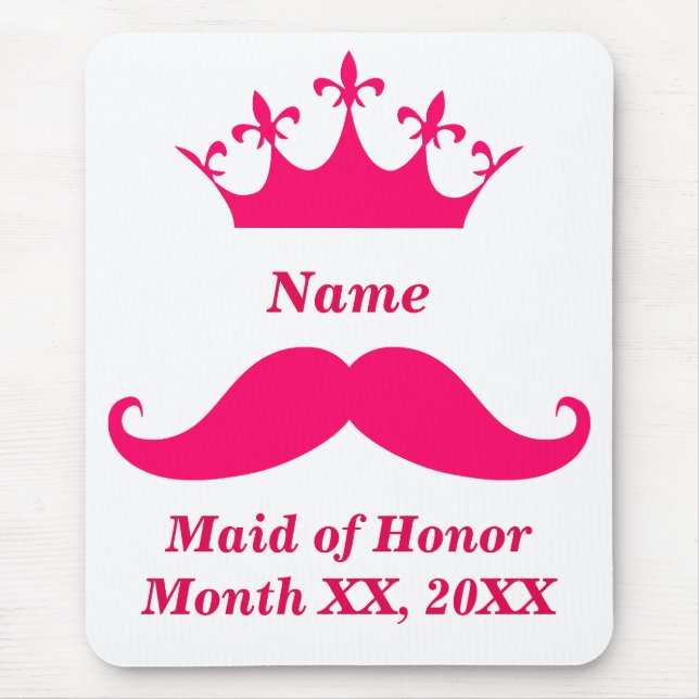 Maid of Honour Pink Moustache Mousepad (Front)