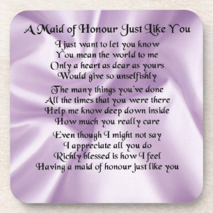 Maid of Honour Poem - Lilac Silk design Coaster