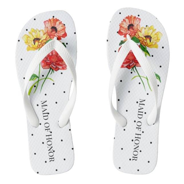 Maid of Honour Polka Dot Floral Thongs (Footbed)
