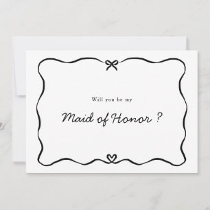 Maid of Honour Proposal Cute Bow Heart frame Invitation