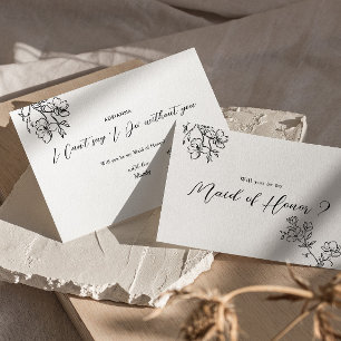 Maid of Honour Proposal Delicate Flowers Elegant Invitation