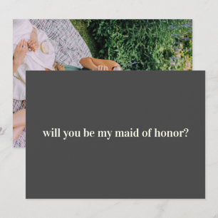 Maid of Honour Proposal in Black with Photo on Bac Card