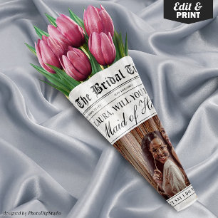Maid of Honour Proposal Newspaper Flower Bouquet Wrapping Paper Sheet
