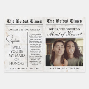 Maid of Honour Proposal Newspaper Flower Bouquet Wrapping Paper Sheet