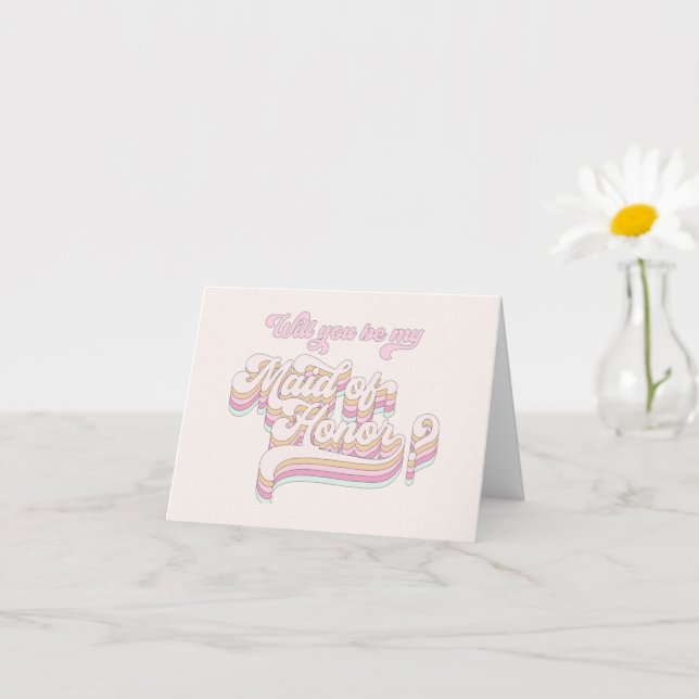 Maid of honour proposal, retro, trendy, modern card (Small Plant)