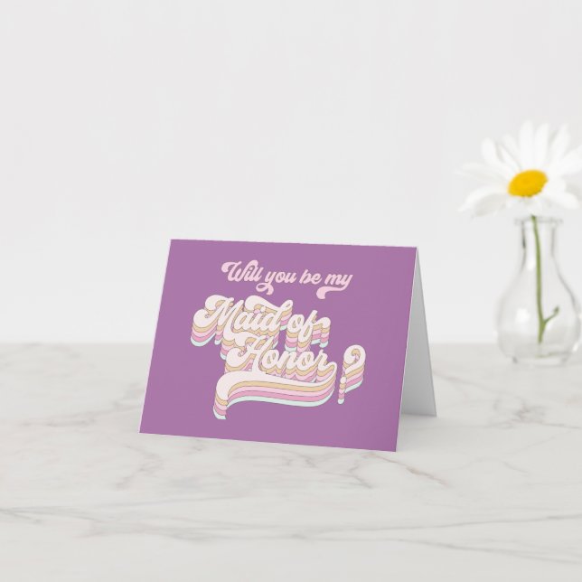 Maid of honour proposal, retro, trendy, modern card (Small Plant)