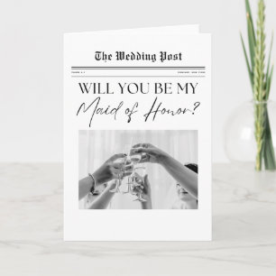 Maid of Honour Proposal US, simple Newspaper  Card
