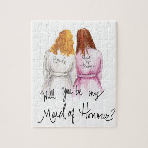 Maid of Honour? Puzzle DkBl Curls Bride R Long MOH