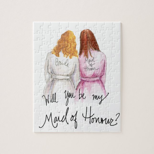 Maid of Honour? Puzzle DkBl Curls Bride R Long MOH (Vertical)